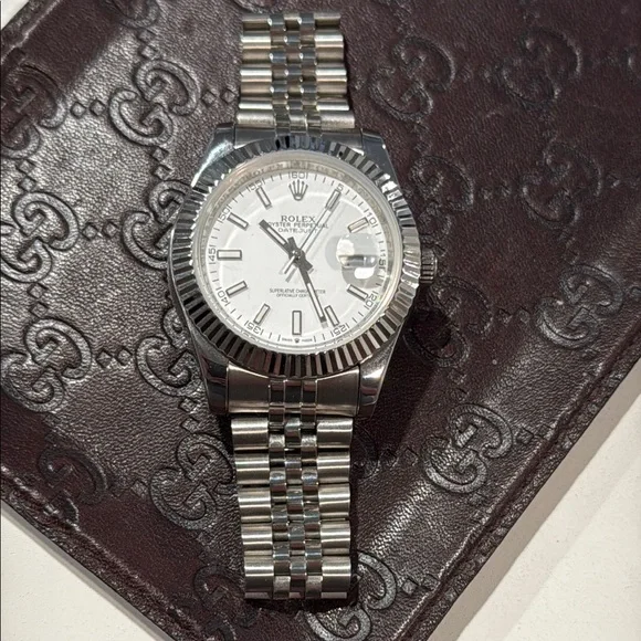 Rolex Silver Oyster Perpetual Watch - Picture 3 of 10